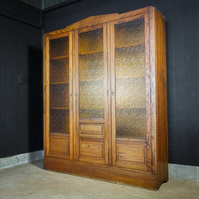 Art Deco Bookcase With Stained Glass Window 1930s For Sale At Pamono