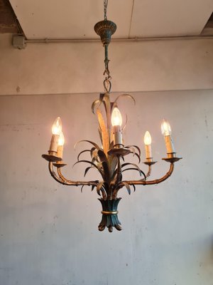 Mid Century Bronze Lacquered Iron, Faux Bamboo Chandelier Craigslist