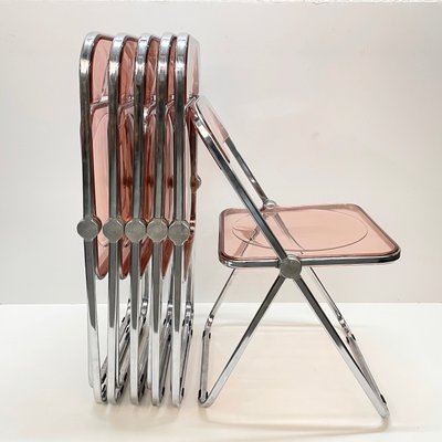 Mid Century Lucite And Chrome Pila Folding Chairs By Giancarlo Piretti For Castelli Anonima Castelli Set Of 6 For Sale At Pamono