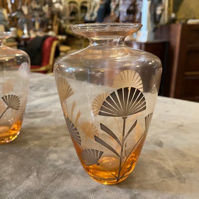 Dakloos Beknopt dier Italian Art Deco Silver & Orange Glass Vases, 1930s, Set of 2 for sale at  Pamono