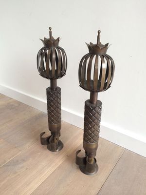 Steel Fireplace Andirons 1940s Set Of 2 For Sale At Pamono