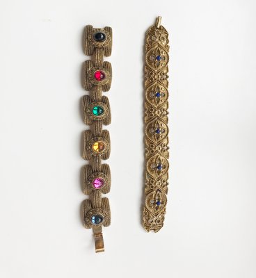 Vintage Art Deco Style Bracelets, 1970s, Set of 2