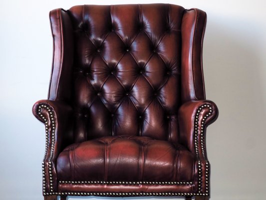 Tufted Leather Chesterfield Wing Lounge, Tufted Leather Wing Chair