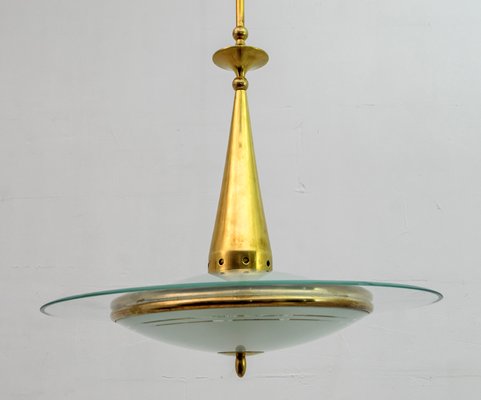 Mid Century Modern Brass And Glass Ceiling Lamp From Fontana Arte 1950s For At Pamono - Mid Century Style Ceiling Lights