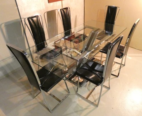 Italian Steel Glass Vinyl Dining, How To Cover Dining Room Chairs With Vinyl