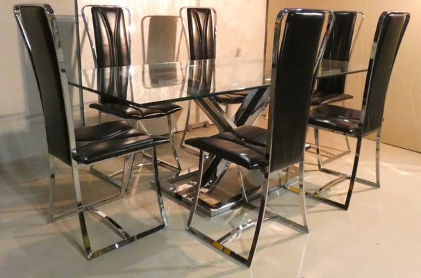 Italian Steel Glass Vinyl Dining, Solid Oak Dining Chairs Amisha Patel