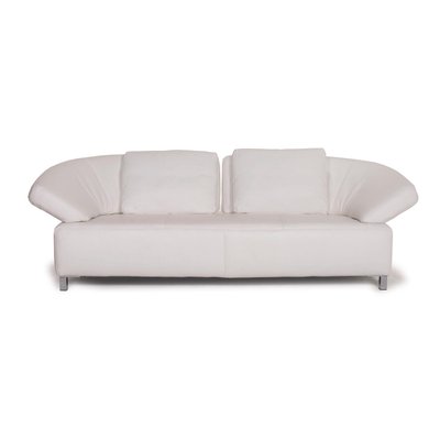 Erfly White Leather Sofa By Ewald, White Leather 2 Seater Sofa Bed