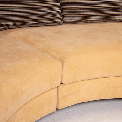 Beige Fabric Corner Sofa By Rolf Benz, Brown Leather And Fabric Corner Sofa