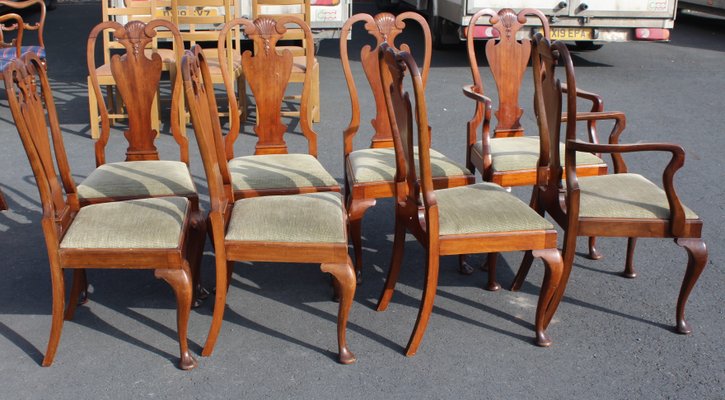 Queen Anne Style Mahogany Dining Chairs 1920s Set Of 8 For At Pamono Queen Anne Style Mahogany Dining Chairs, Queen Anne Mahogany Dining Chairs