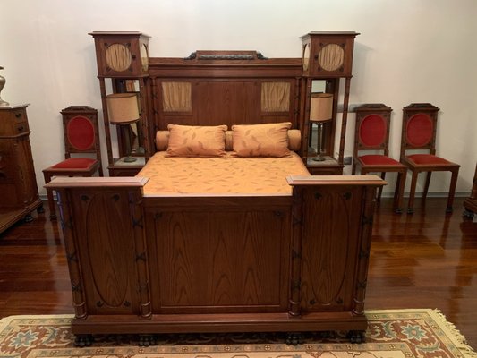 Art Deco Bed With Built In Nightstands, Wooden Victorian Headboard Designs Malaysia