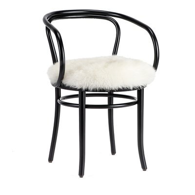 Schwarzer Wiener Stuhl mit Weißem Fell Sitz von Thonet bei Pamono kaufen