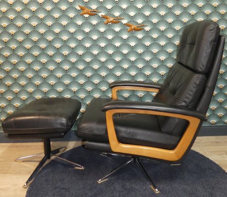 Leather Swivel Recliner Chair, Leather Swivel Armchair And Footstool