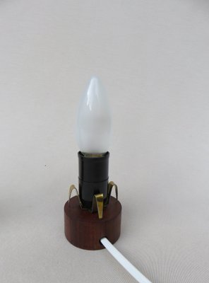 Small Minimalist Wooden Table Lamps With Porcelain Shades From Wallendorfer Porzellanmanufaktur 1960s Set Of 2 For Sale At Pamono