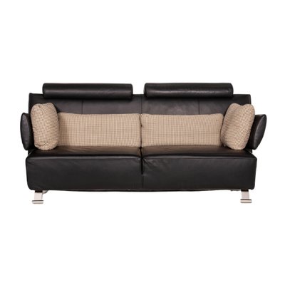 Sera Black Leather Sofa From Cor For, Black Leather Sofa With Grey Cushions