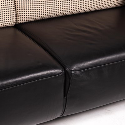 Sera Black Leather Sofa Set From Cor, Black Leather Sofa With Ottoman