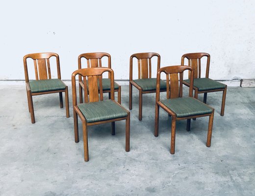 German Oak Dining Chairs 1970s Set of 6