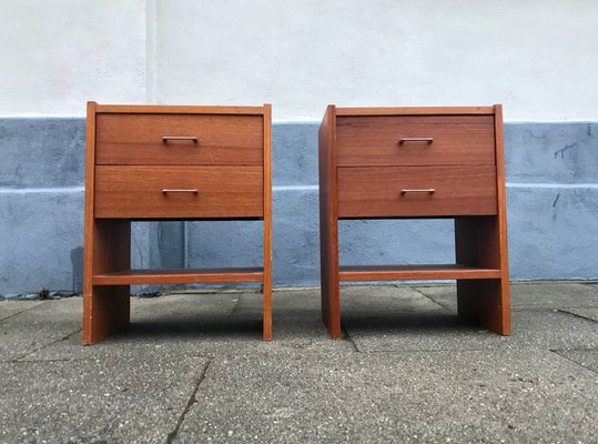 Vintage Danish Teak Nightstands 1970s Set of 2