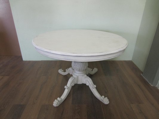 Rustic Provencal Round Extendable, Chabert French Reclaimed Wood Round Extendable Dining Table