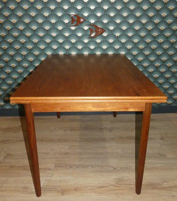 Teak Pull Out Dining Table 1960s For, Antique Wood Table With Pull Out Leaves