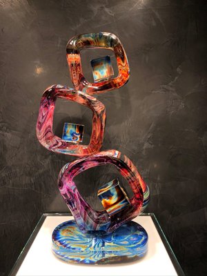 Sculpture Abstraite, Cristal de Verre de Murano et Calcédoine en vente sur  Pamono