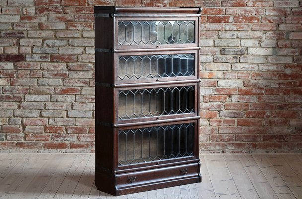 Antique Sectional Lead Glass Barrister, Metal Barrister Bookcase Antique