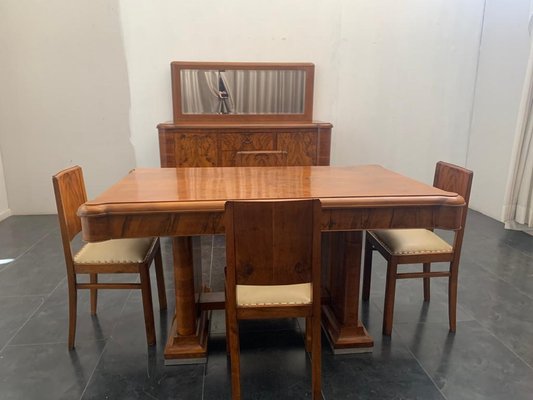 Walnut Briar Sideboard Mirror Table, 1940 S Dining Room Table And Chairs Set Of