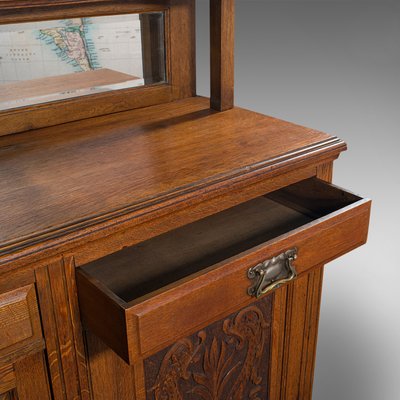Arts Crafts Oak Sideboard With Mirror, Antique Oak Secretary Desk With Mirror