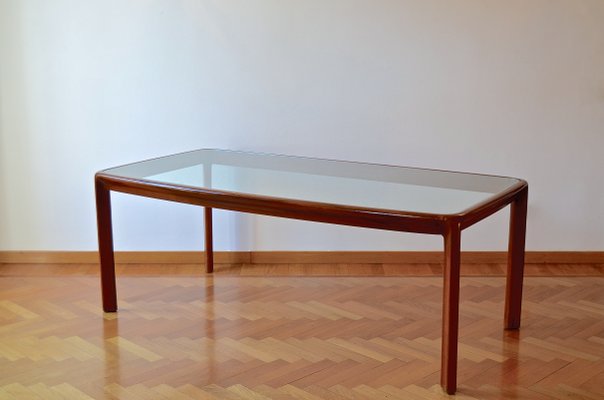 Italian Wood and Glass Dining Table by Angelo Mangiarotti for
