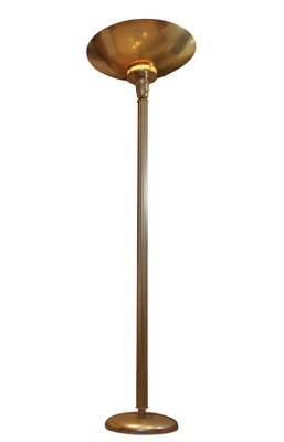 Art Deco Odeonesque Floor Lamp with Fluted Column Centre Large Dished Uplighter 1920s