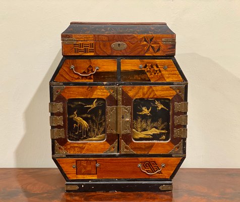 Collection of Chinese antiques pure hand-carved pear wood inlaid shell jewelry box.lnzz