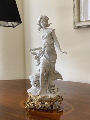 Vintage Italian Biscuit Porcelain & Bronze Figurine by Barbella