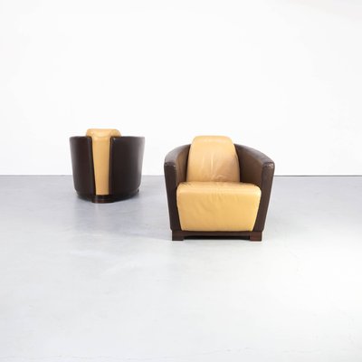 Postmodern Art Deco Style Lounge Chairs, Calia Leather Chair