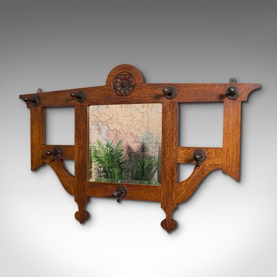 Antique Victorian Scottish Arts Crafts Wall Mirror With Coathooks For At Pamono Antique Victorian Scottish Arts, Antique Wall Coat Hooks