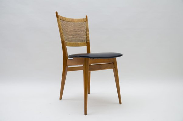 Leather Dining Chair Germany 1950s, Leather Wood Chair Dining