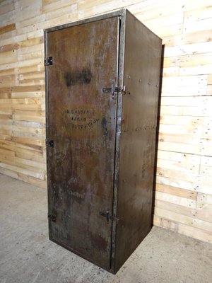 Vintage Industrial Metal Cupboard with Shelves 1920s