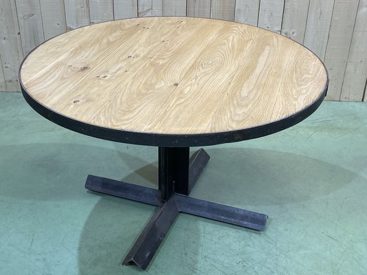 Vintage Industrial Round Oak Dining, Small Round Oak Dining Table
