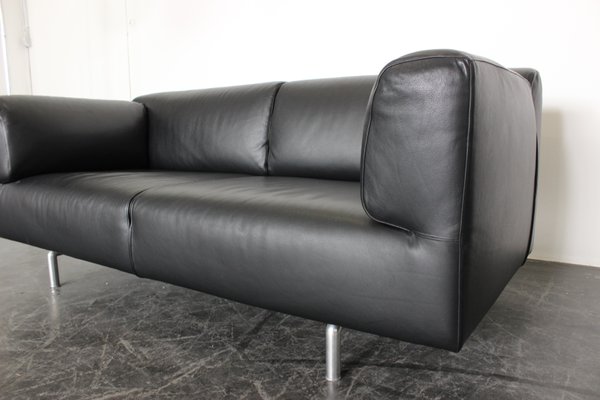 Vintage 250 Met Black Leather Sofa By, Long Leather Sofa