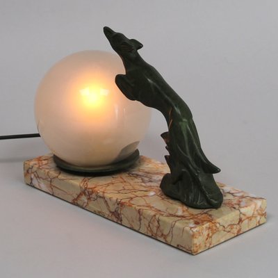 French Art Deco Bronze Statue Table, Bronze Statue Table Lamps