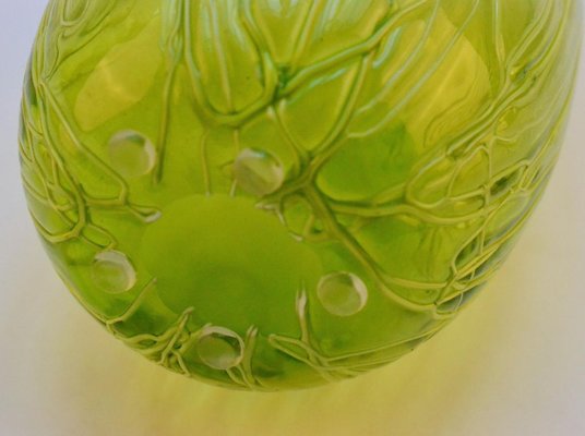 New 12" Hand Blown Glass Art Vase Bowl Amber Green Decorative 