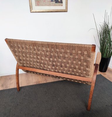 Wood and rope bench top