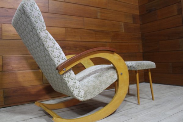 Rocking Chair with Ottoman 1950s Set of 2 for sale at Pamono