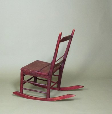 Red Painted Wood Rocking Chair, Antique Wooden Rocking Chairs 1920