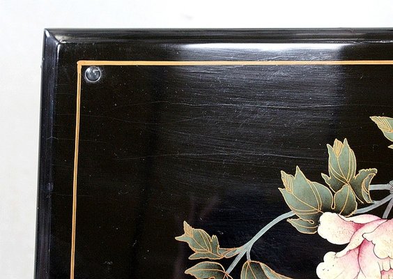 Vintage Asian 1950s Black Lacquer Inlay Photo Scrapbook Japan
