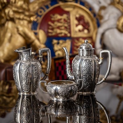 Solid silver tea set discount