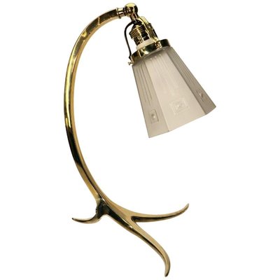 Brasilk Glass Shade Table Lamp, Milk Glass Brass Table Lamp