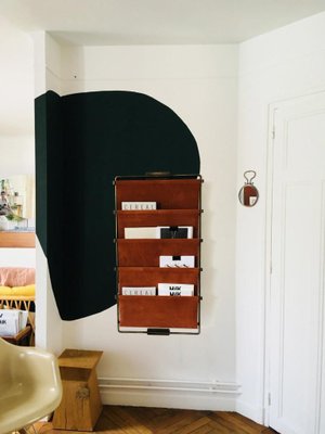 Leather Tall Magazine Rack by Charlotte Besson Oberlin for sale at