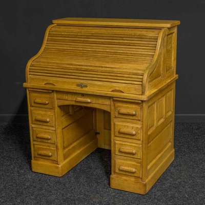 Solid oak roll cheap top desk used