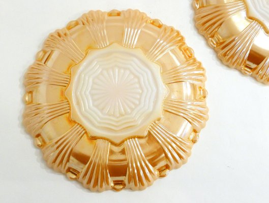 Mid Century Peach Glass Tableware Set from Anchor Hocking Fire King Set of 2