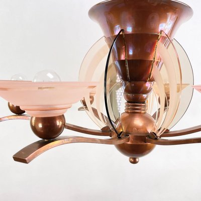 Art Deco Copper Ceiling Lamp from EZAN 