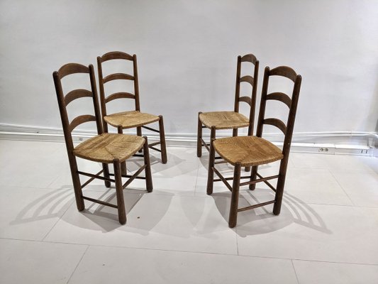 Mid Century Rustic Oak Dining Chairs, Rustic Oak Dining Chairs Uk